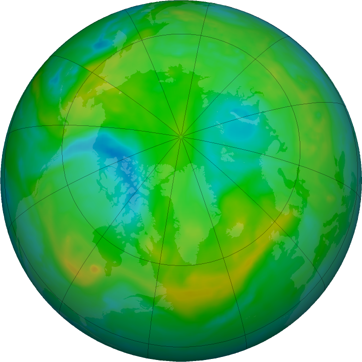 Arctic ozone map for 09 August 2024